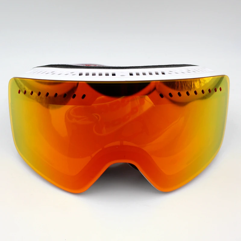 Оранжевые линзы, белая оправа, лыжные очки, двойные линзы, UV400, анти-туман, большая Лыжная маска, очки для катания на лыжах, мужские, женские, снежные очки для сноуборда