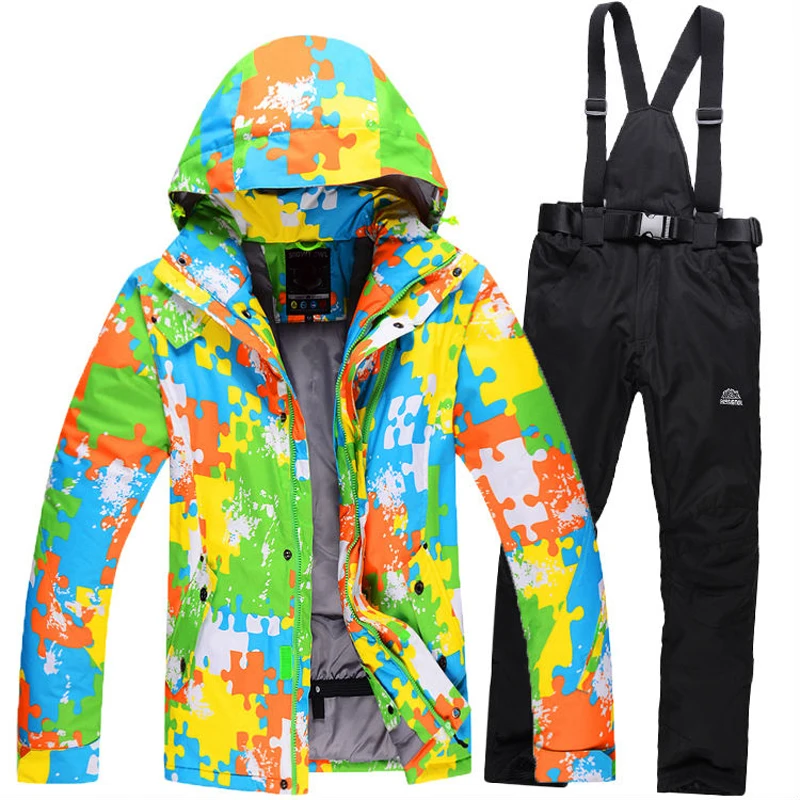 2017 سترة الرجال 6 الألوان نمط جديد شتاء الرجل بدلة تزلج سماكة دافئ يندبروف تنفس الجليد الملابس