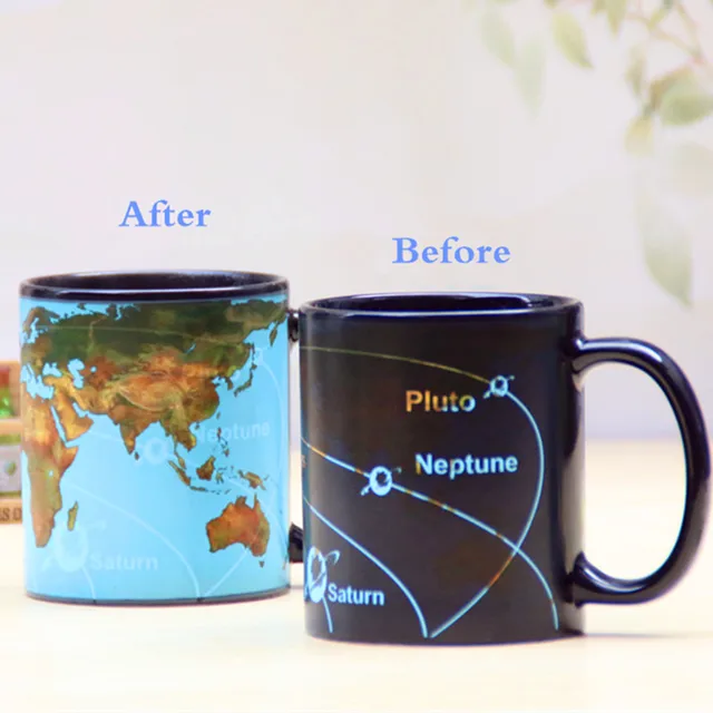 $US $12.90 Star Solar System Discoloration 350ml Coffee Cups Magical Changing Color Ceramic Mug World Map Cham