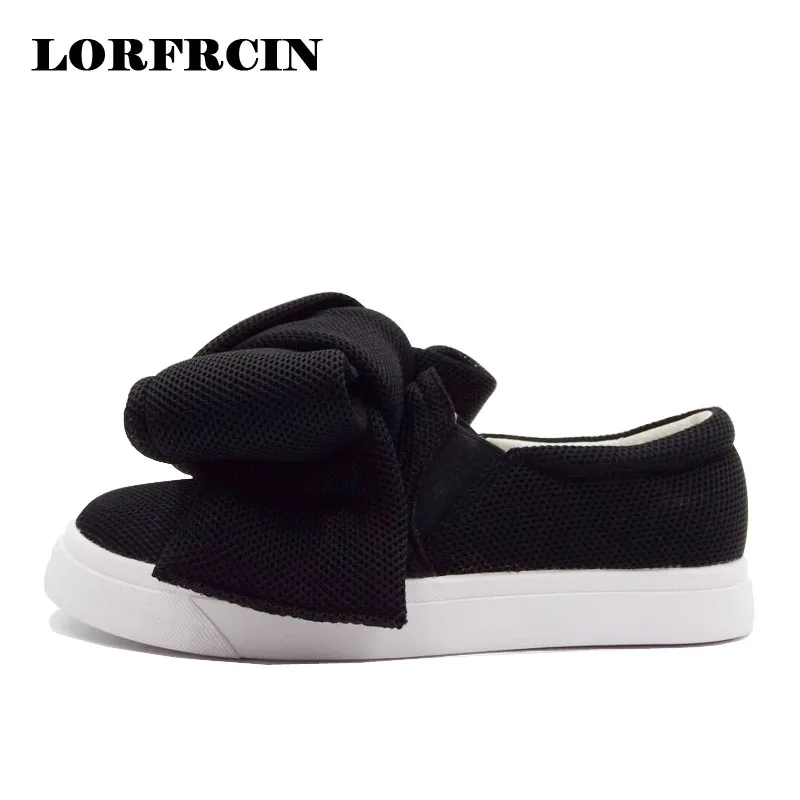 LORFRCIN/Модные женские шерстяные ботинки на плоской подошве с большим бантом