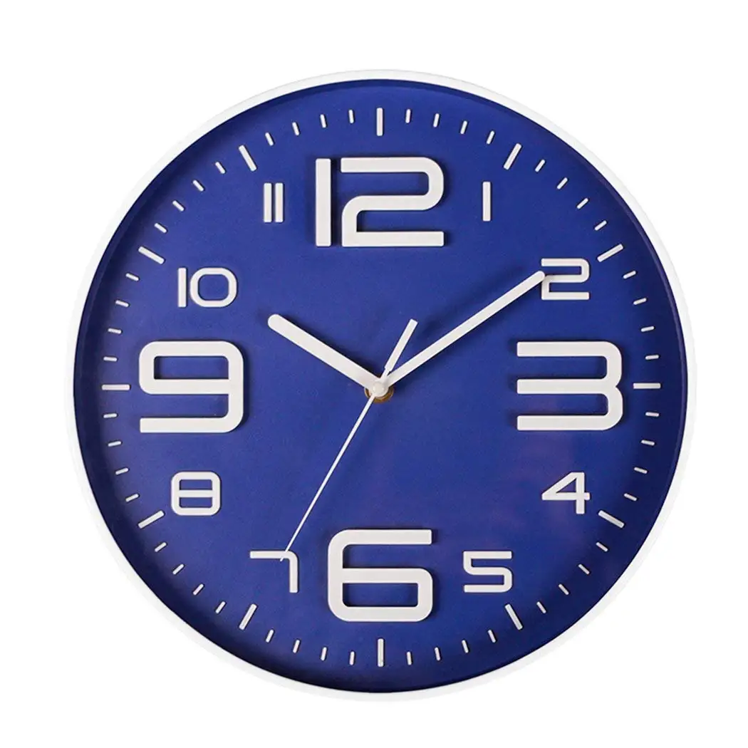 Крытый большой 3D Номер бесшумные Настенные часы Тихий развертки движения настенные часы на батарейках 10 дюймов - Цвет: Blue