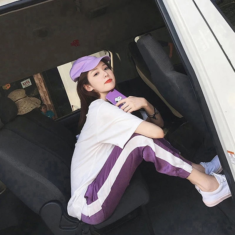 

2019 Summer Women Two Piece Set Print Two Piece Set Fashion O-Neck Top And Pants Loose Women Sets