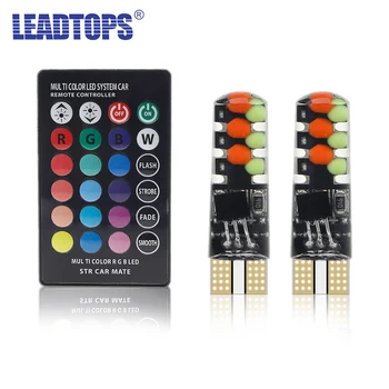 

T10 Led Bulb Amber Car Interior Light RGB Led Tail light Bulb W5W Bulb With Remote Control Reading Light Clearance Light BJ