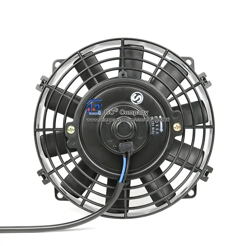 radiador de ventilador de refrigeración eléctrico delgado de 8 pulgadas 24V 80W 2250RPM 600CFM 10 cuchillas rectas para coche Radiador de ventilador de refrigeración 