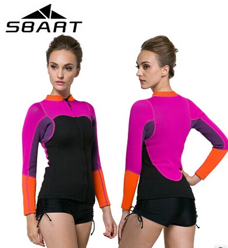 السباحة sbart 2018 النيوبرين 2 ملليمتر بذلة المرأة قميص طويل الأكمام ملابس الغوص تصفح سترة kiteboard أعلى