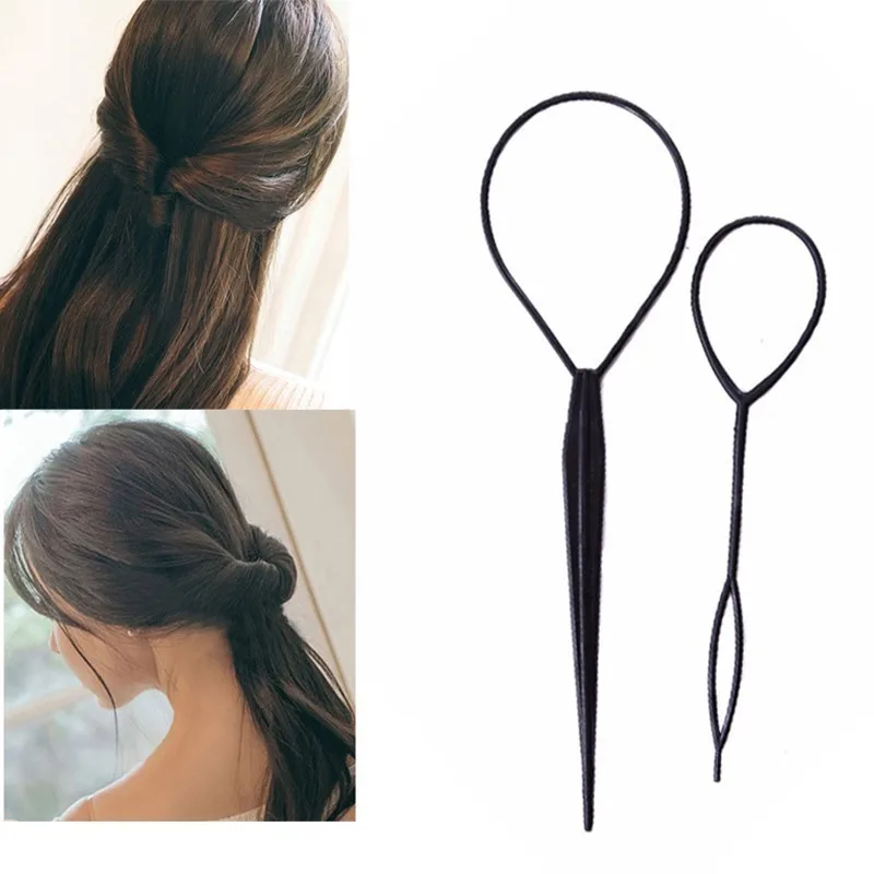 

2pcs Magic Hair Braiding Twist Curler Styling Tools DIY Styling Tool Kit Hair Curler Holding Braiders Pull Hair Ponytail