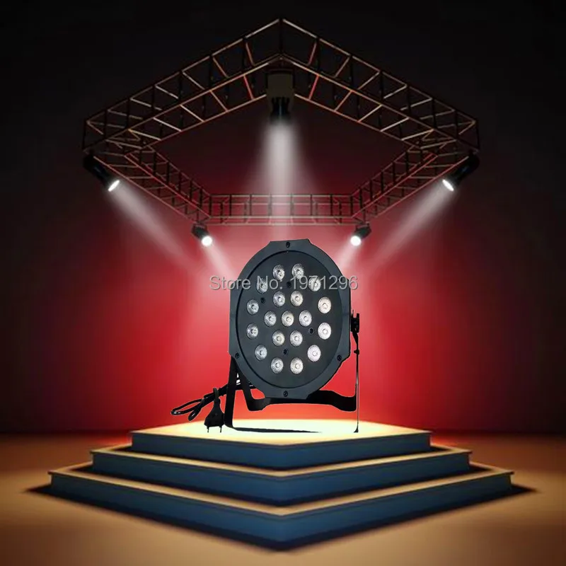 ФОТО 2pieces/lot 19x 3W RGB DMX Stage Lights Business Lights Led Flat Par High Power Light with Professional for Party KTV Disco DJ