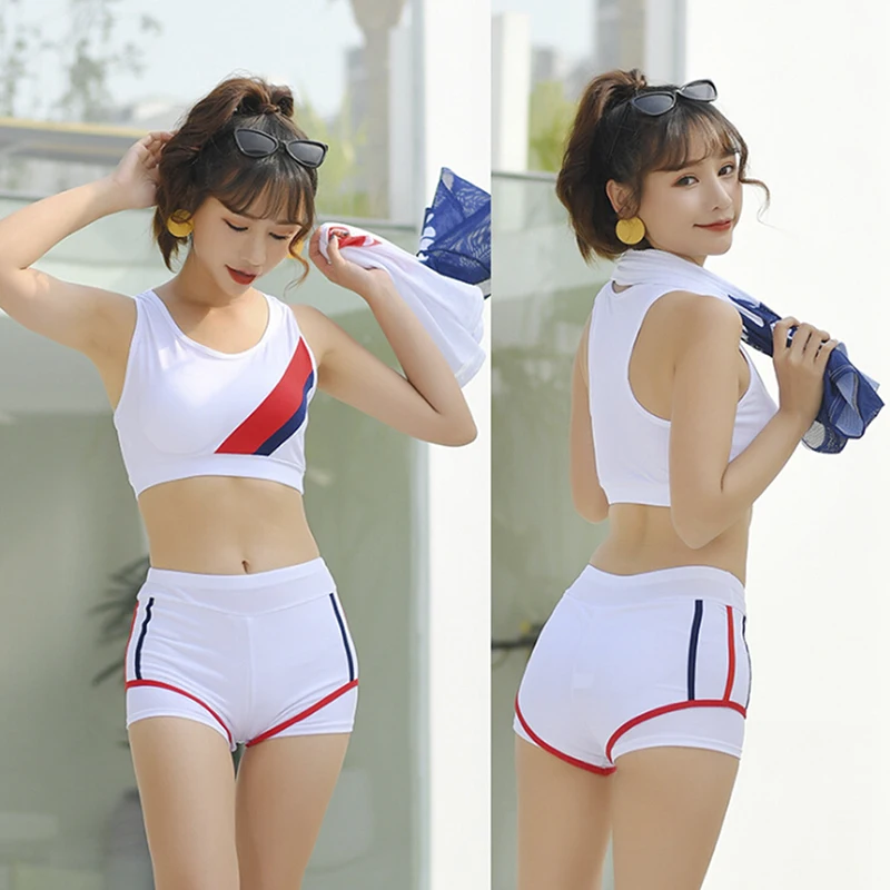 

Three Piece Conservative Small Chest Hot Sexy Printed Bikini 3 Size The Female Swimsuit Vest Split Pants