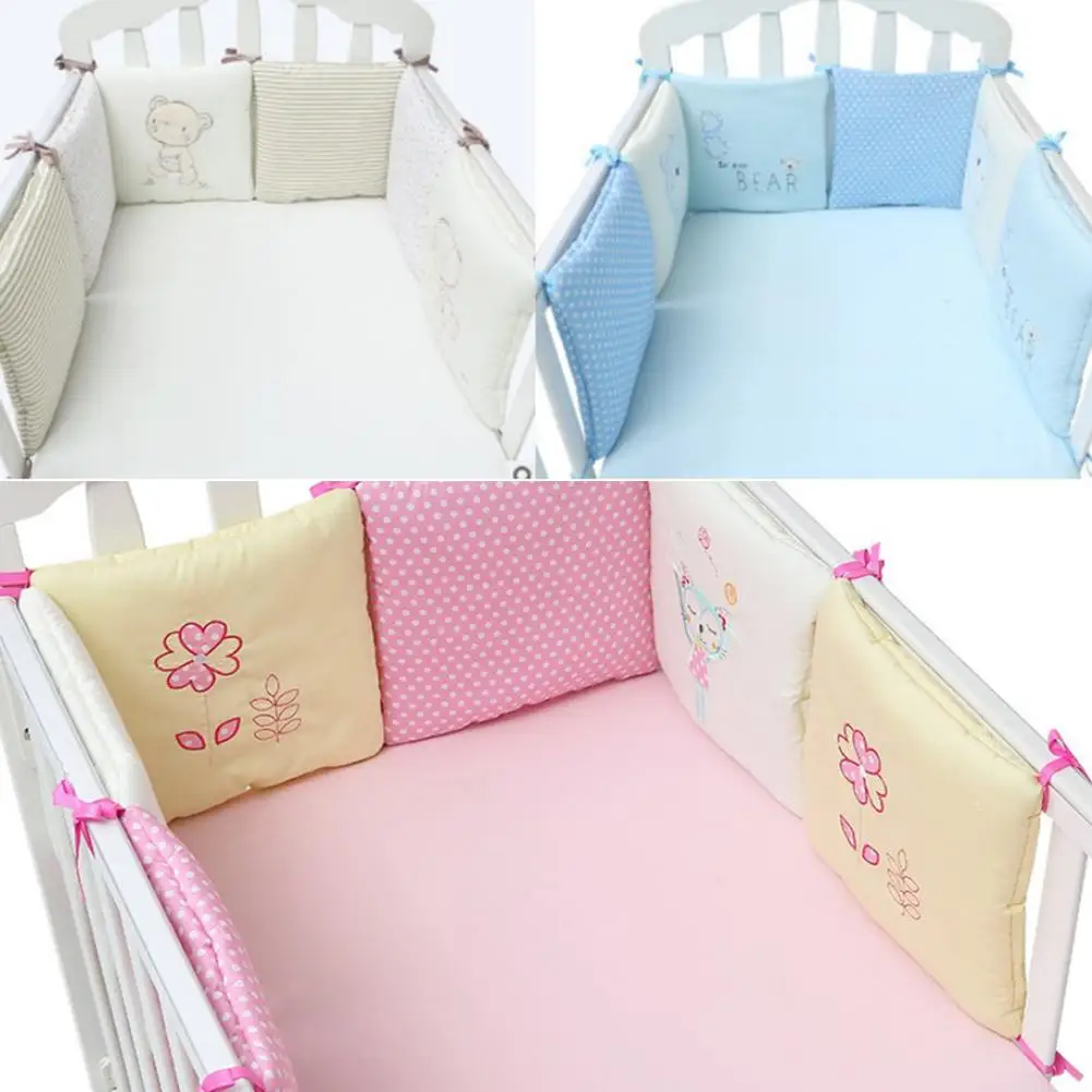 6Pcs/Lot Baby Bed Bumper Protector Stuffed Pad Bedding Crib Protector