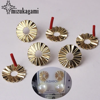 

Zinc Alloy Golden Round Circle Shape Base Earrings Connector 21MM 6pcs/lot For DIY Drop Earrings Making Accessories