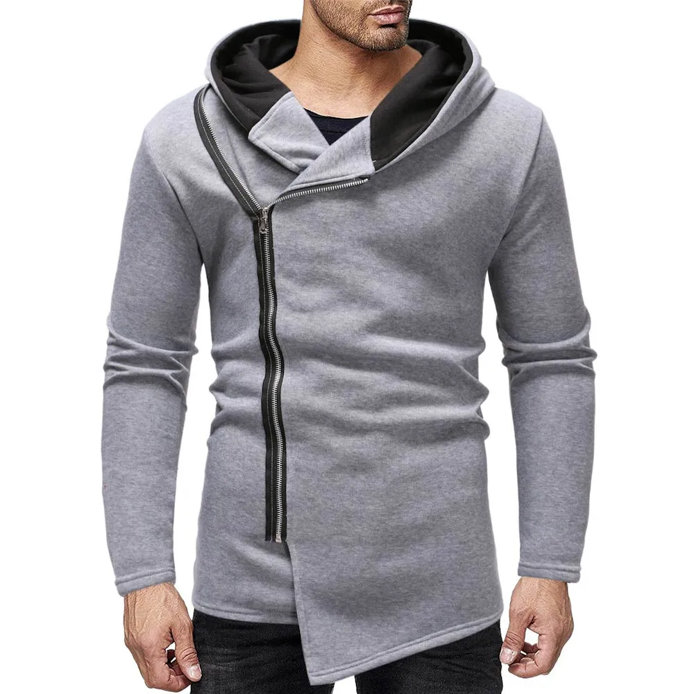 slanted zipper hoodie