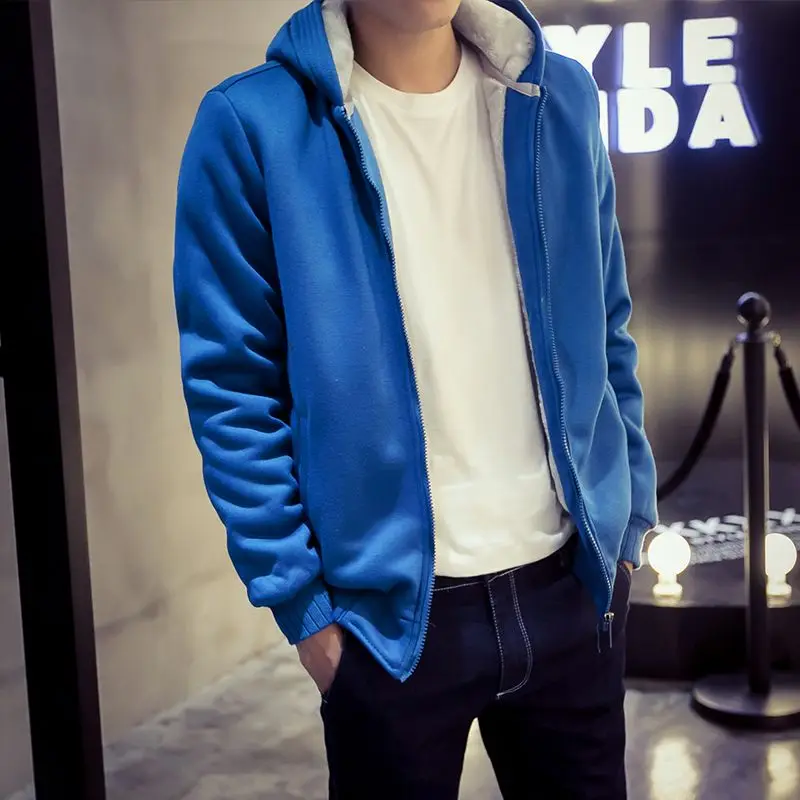 

MIXCUBIC 2017 Autumn winter Korean style Thicken sweatshirts men casual Slim warm Lined add velvet hooded sweatshirts men M-5XL
