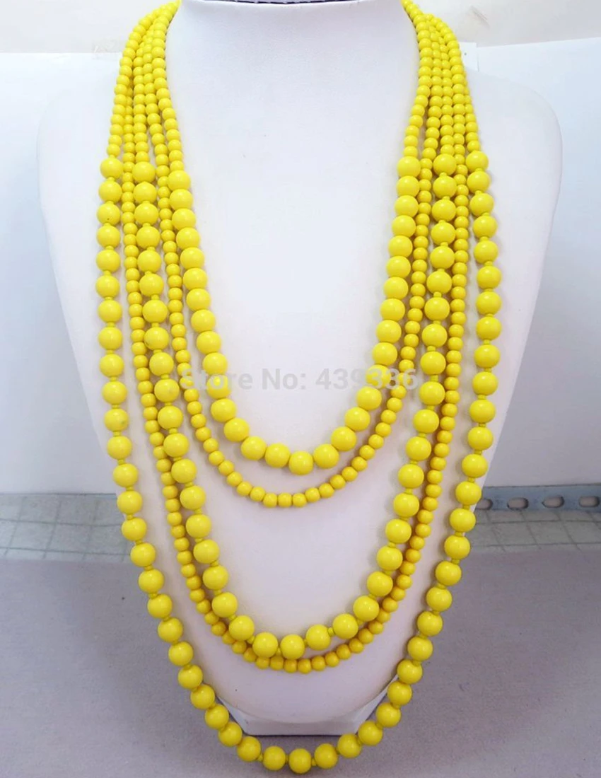 

Yellow Statement Necklace, Five Layered Necklace