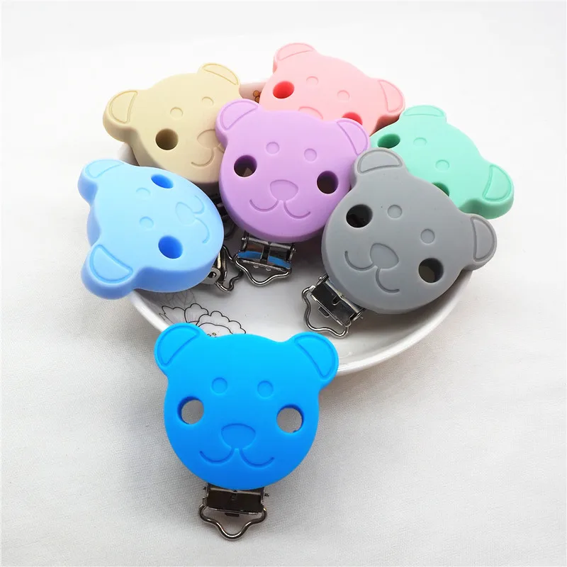

Chengkai 10pcs Silicone Teether Clips DIY Baby Pacifier Round Bear Flower Dinosaur Butterfly Nursing Dummy Draft Toy Clips