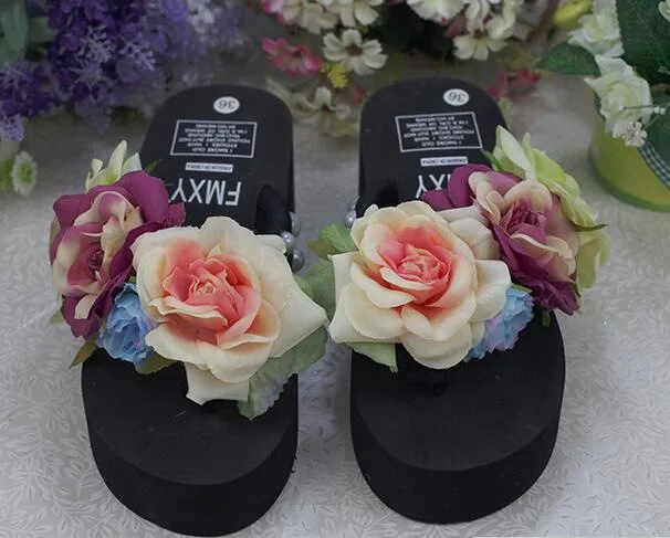 

New Women Sandals Fashion Flower Summer Sandals Wedges Flip Flops Platform Slippers Shoes slippers zapatillas chinelo sandalia
