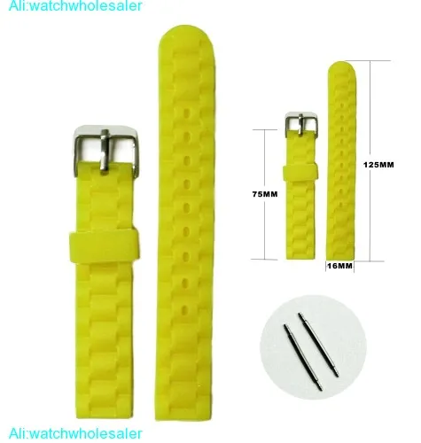 16mm Fun Neon Yellow Silicone Jelly Rubber Unisex Watch Band Straps WB1060Q16JB