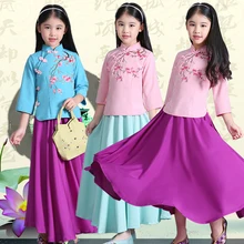 Детский костюм для девочек в китайском стиле; китайское платье принцессы; детская одежда; костюм ханфу; Древний китайский