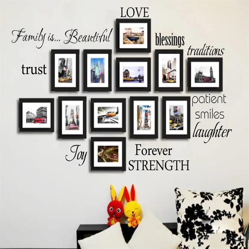 newest DIY warm family  rule words  Photo Frame decals Love 