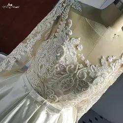 RSW513 бальное платье кружевные свадебные платья видеть хотя 3/4 рукава длинным шлейфом Свадебное атласное свадебное платье на заказ