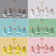 Скандинавская деревянная люстра из цельного дерева светодиодный потолочный светильник E27 с железным абажуром креативные осветительные приборы E27 подвесные светильники