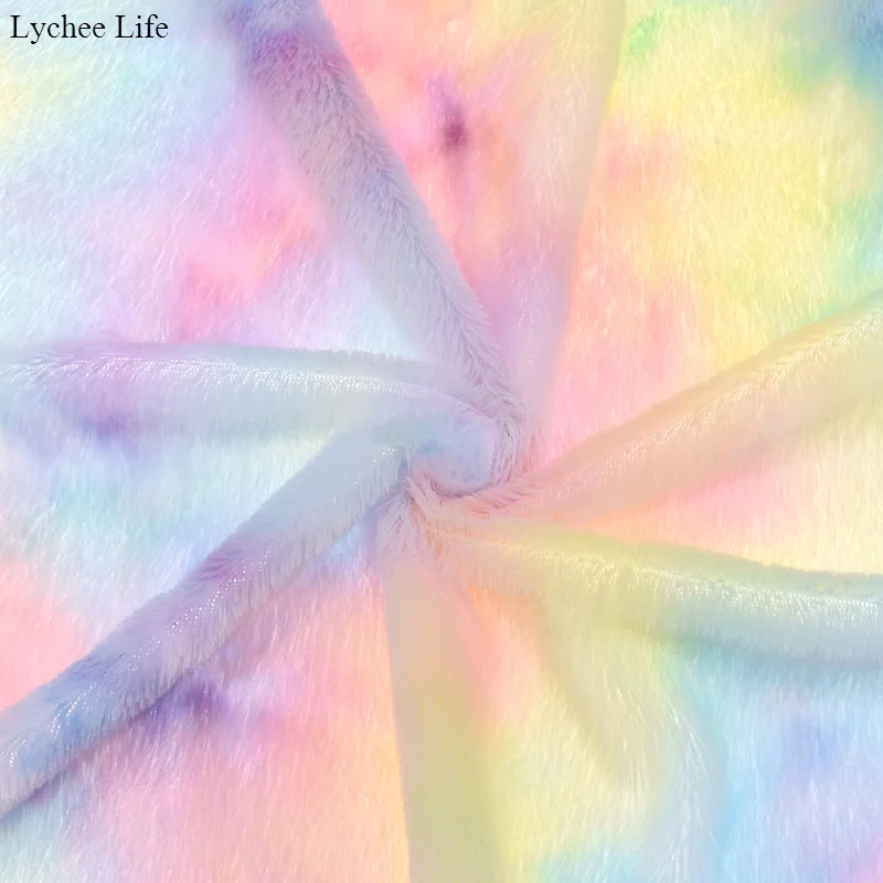 Зимняя плюшевая ткань Lychee Life радужного цвета домашний текстиль сделай сам одежда