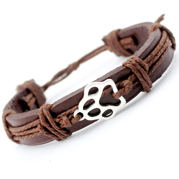 

Dog Paw Fish Bone Turtle Tortoise Scissors Shears Skull Eiffel Tower Arrow Animal Charm Leather Bracelets Women Men Jewelry