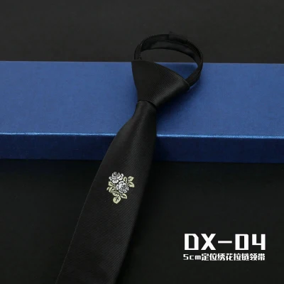 high quality black hide green 5CM Korean plate narrow tie boys and girls easy to pull no knot lazy ZIPPER TIE