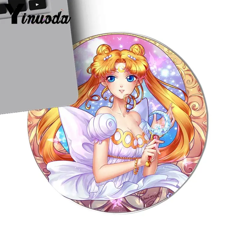 Yinuoda Beautiful Anime Sailor Moon anime girl Soft Rubber Professional Gaming Mouse Pad Computer Comfort small round Mouse Mat