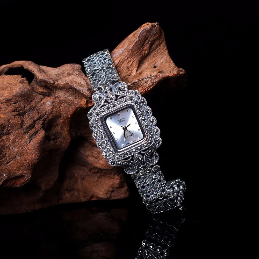 Новинка, ограниченная серия, Классические Элегантные S925 серебро, чистый тайский серебряный браслет, часы, Таиланд, процесс, стразы, браслет, Dresswatch