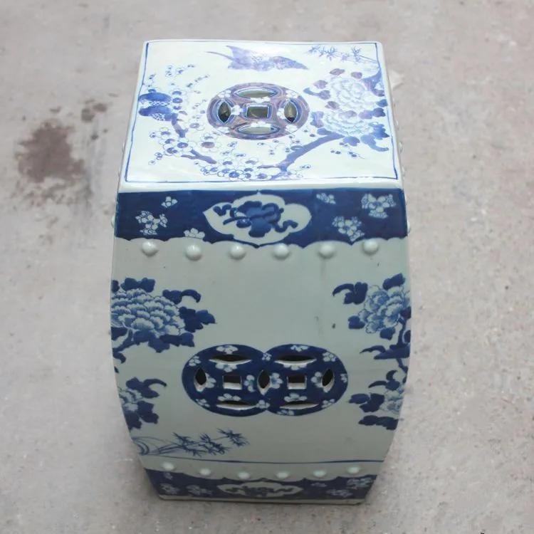 Garden porcelain chinese garden stools Ceramic toilet stool Jingdezhen bathroom Blue and white dressing chinese shoe stool (1)
