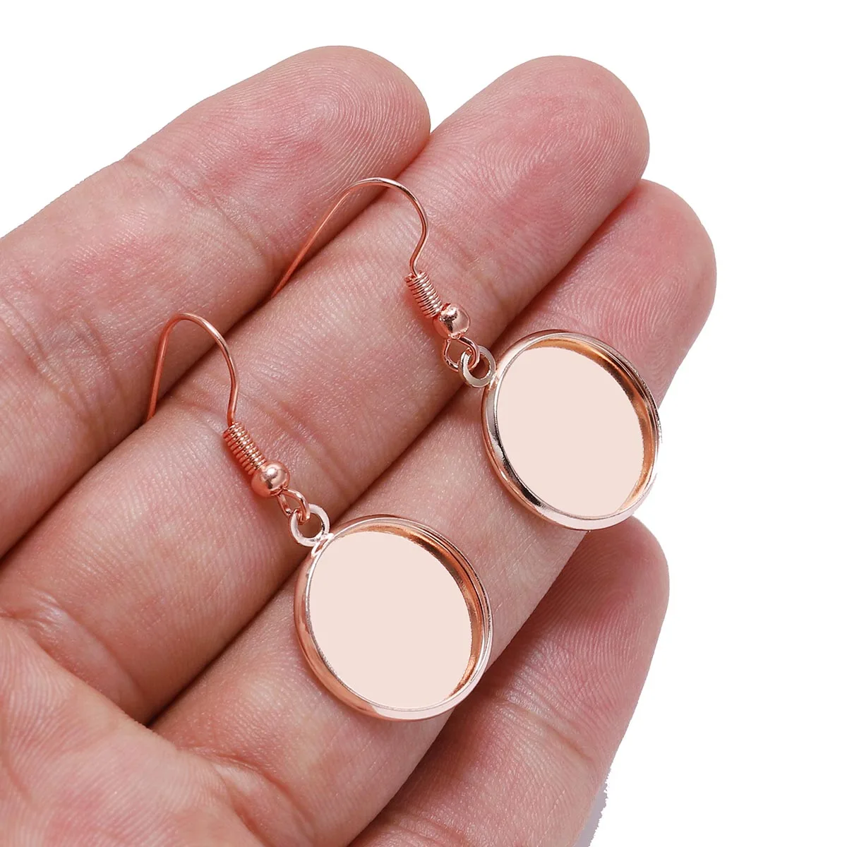 10pcs 10-25mm Tray Bezel Cabochon Earring Hook Blank Setting Round Pendant Ear Base Findings For DIY Glass Cameo Jewelry Making