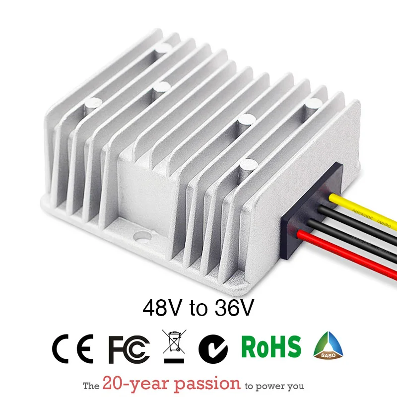 

Power Supply Converter Dc/dc Step-down 48v To 36v 8a Waterproof Control Car Module Low Heat Auto For Protection Size 74*74*32mm