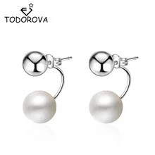 Todorova шикарные серьги-гвоздики спереди-сзади, Двухсторонние серьги-гвоздики с имитацией жемчуга для женщин, свадебный подарок