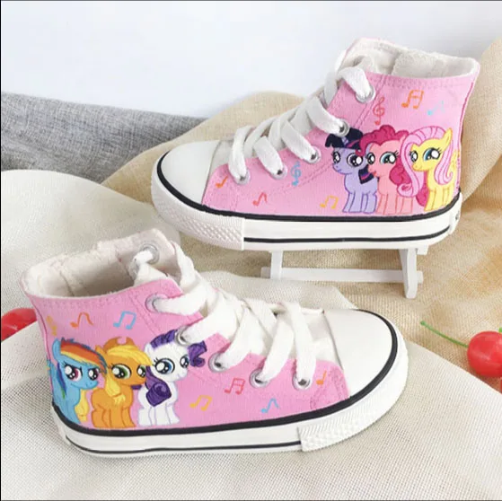 Детские кроссовки для девочек; парусиновая обувь для мальчиков с рисунком из мультфильма «Мой Маленький Пони»; новые детские ботинки; Модные Повседневные детские кроссовки с рисунком