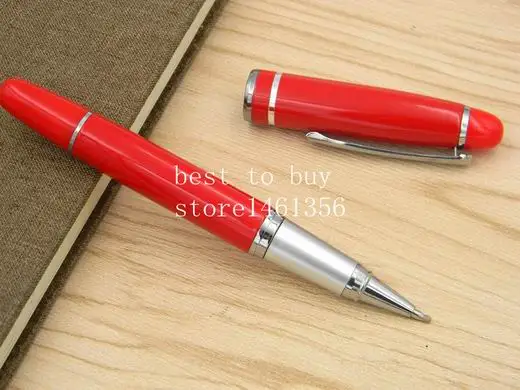 1 шт. синий и белый фарфор китайская живопись металлическая шариковая ручка - Цвет: RED
