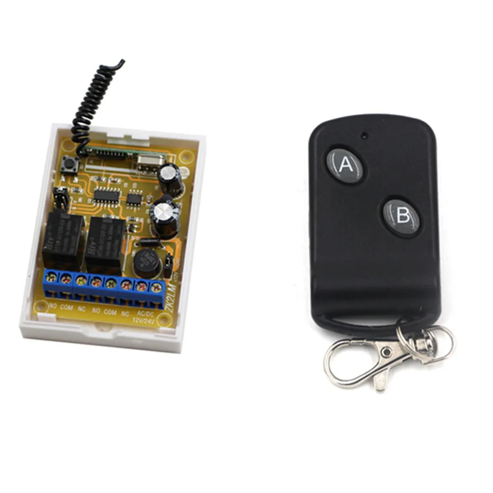 

New DC 12V 24V 2CH RF Wireless Remote Control Switch System Receiver With Peach Transmitter for Appliances Gate Garage Door