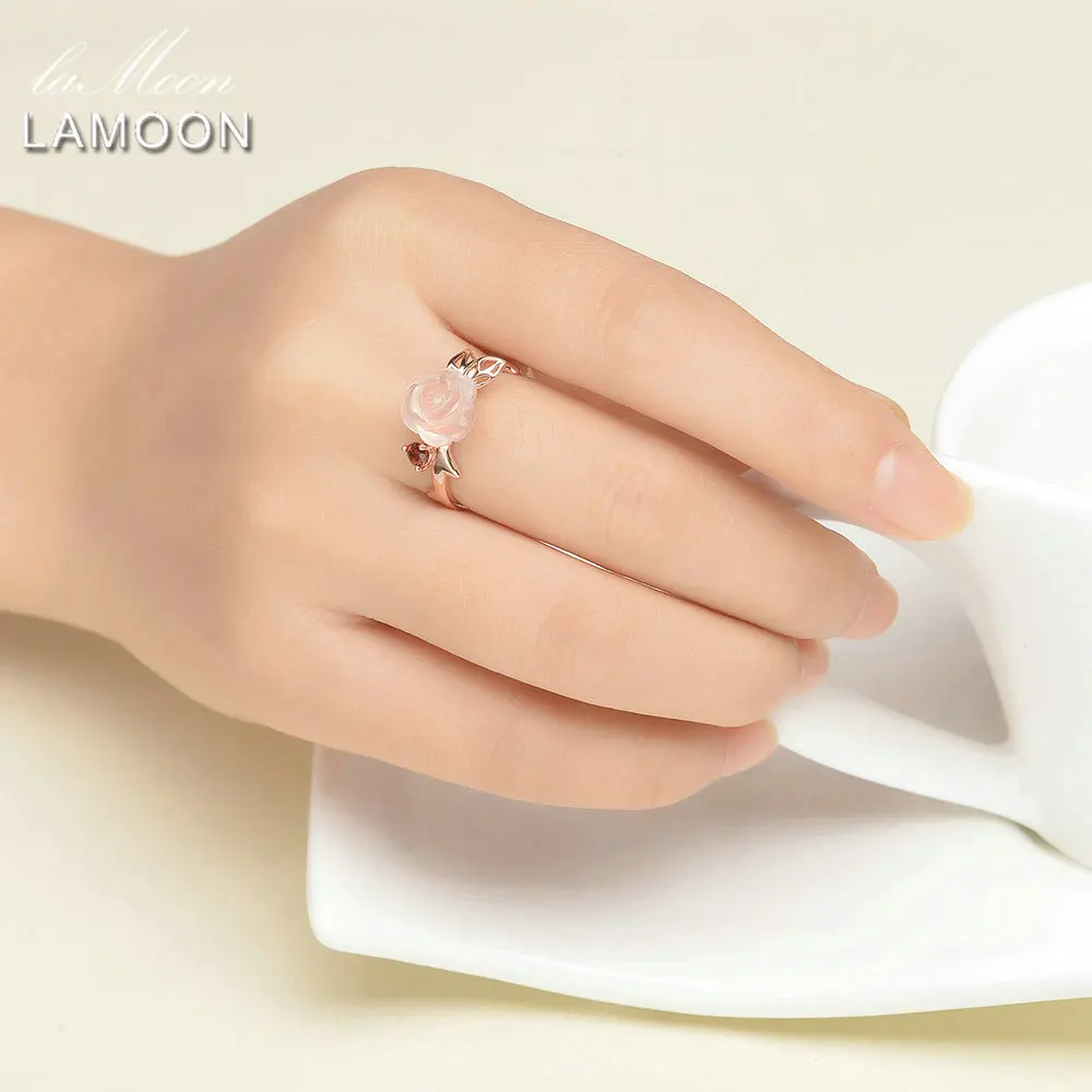 Обручальные кольца для женщин от бренда "Ламон", натуральный розовый романтический розовый кварц, 925 пробы, серебро, хорошее ювелирное изделие, Anel RI025