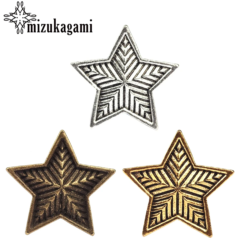 

4pcs/lot 30MM Retro Zinc Alloy Bronze Pentagram Decorative Buttons Charms Pendants For DIY Accessories Free shipping