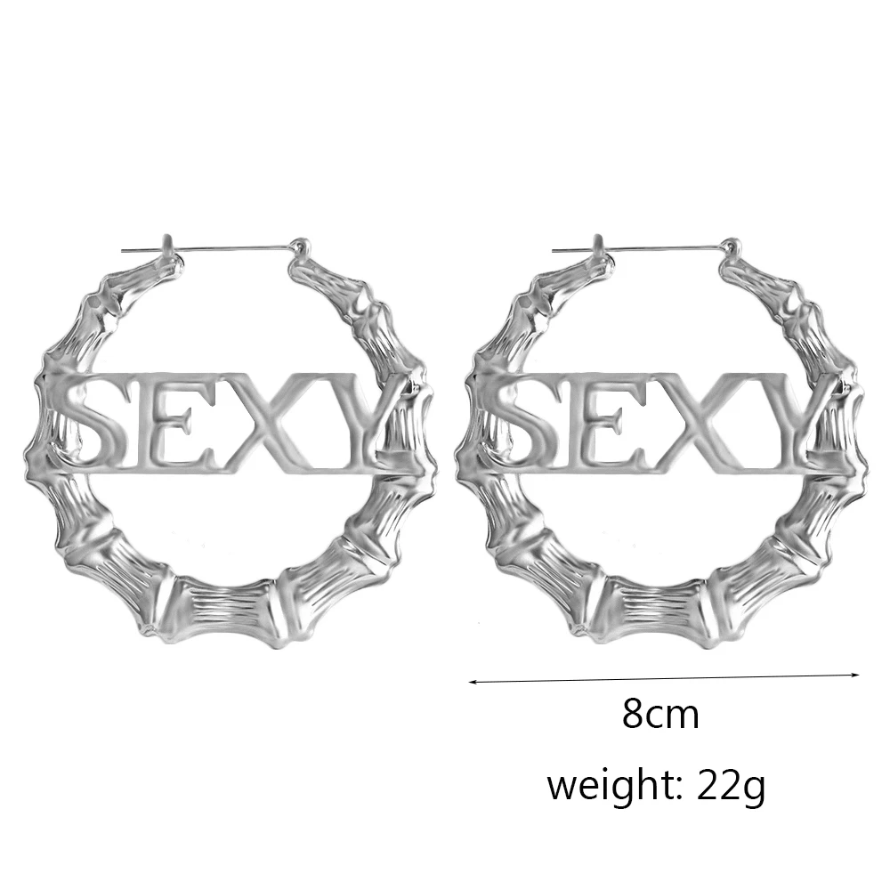 VIVILADY Hiphop Sexy Bamboo Round Hoop Earrings Women Gold Color Basketball Wives Statement Brincos Boho Jewelry Party Gift - Image 2