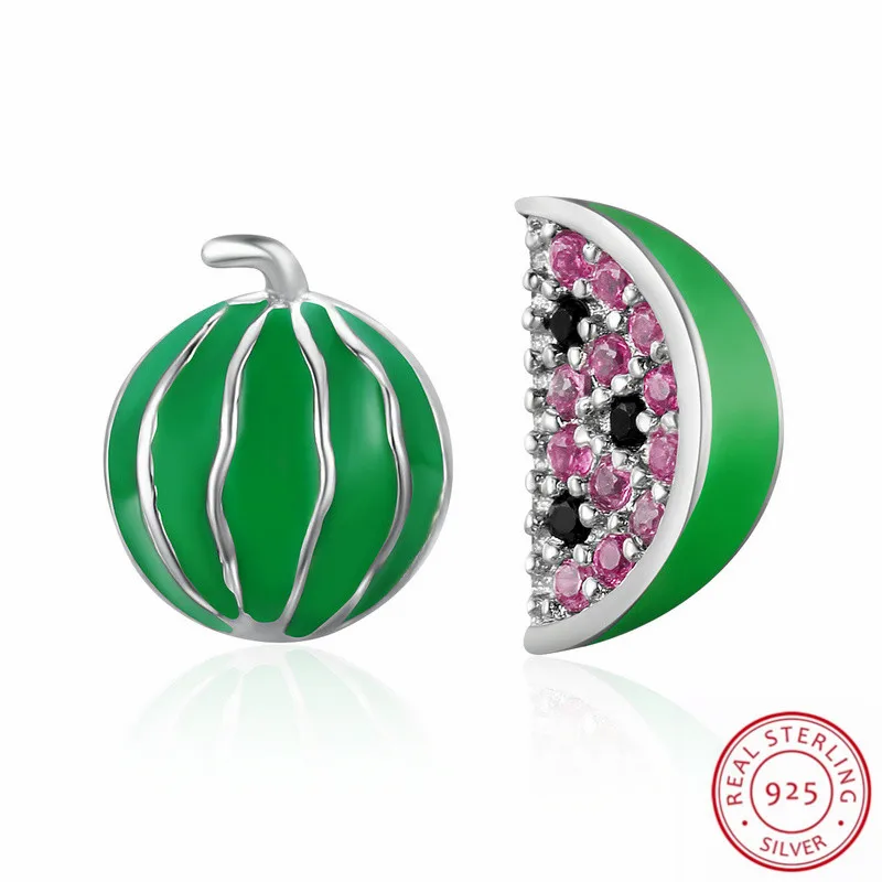 

Hot Sale Authentic 925 Sterling Silver Creative Watermelon Small Stud Earrings for Women Fashion Sterling Silver Jewelry
