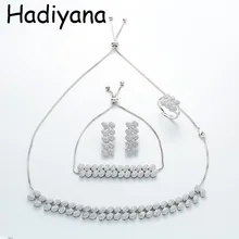 Hadiyana Горячая Распродажа, Овальный классический дизайн, набор из четырех предметов, Модный свадебный ювелирный набор для невесты, TZ8064