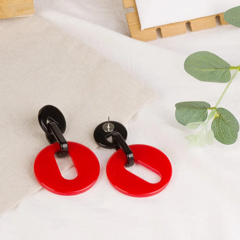 Vintage Acrylic Drop Earrings for Women Statement Big Long Round Geometric Dangling Resin Earring Fashion Jewelry Dangle Brincos (1)
