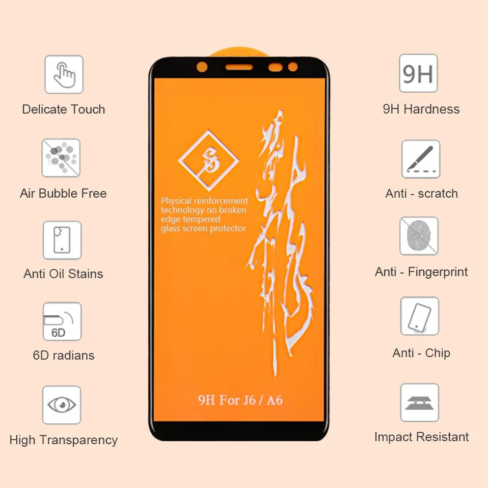 6D Glass For Samsung Galaxy A50 A30 Screen Protector Glass For Samsung Galaxy A7 A6 A8 J6 J4 Plus 2018 A8S A9S M10 M20 M30 Glass (2)