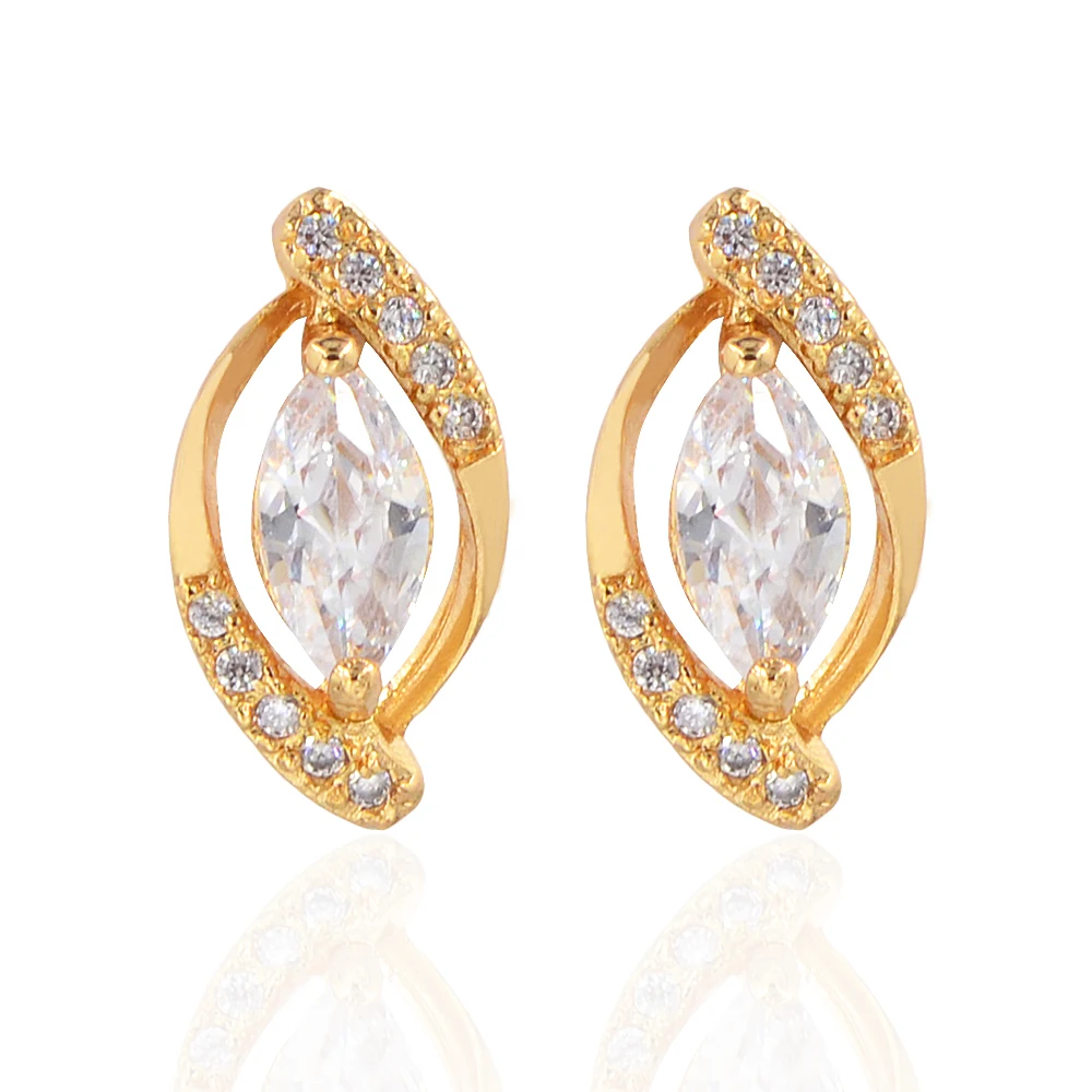 

Fashion Crystal CZ Earrings Gold Color Women Girls Stud Earrings Jewelry