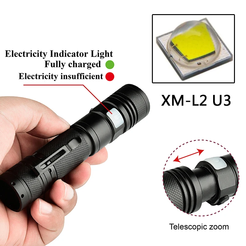 Litwod Z201301 XM L2 U3 микро USB Перезаряжаемый светодиодный фонарик масштабируемый 5