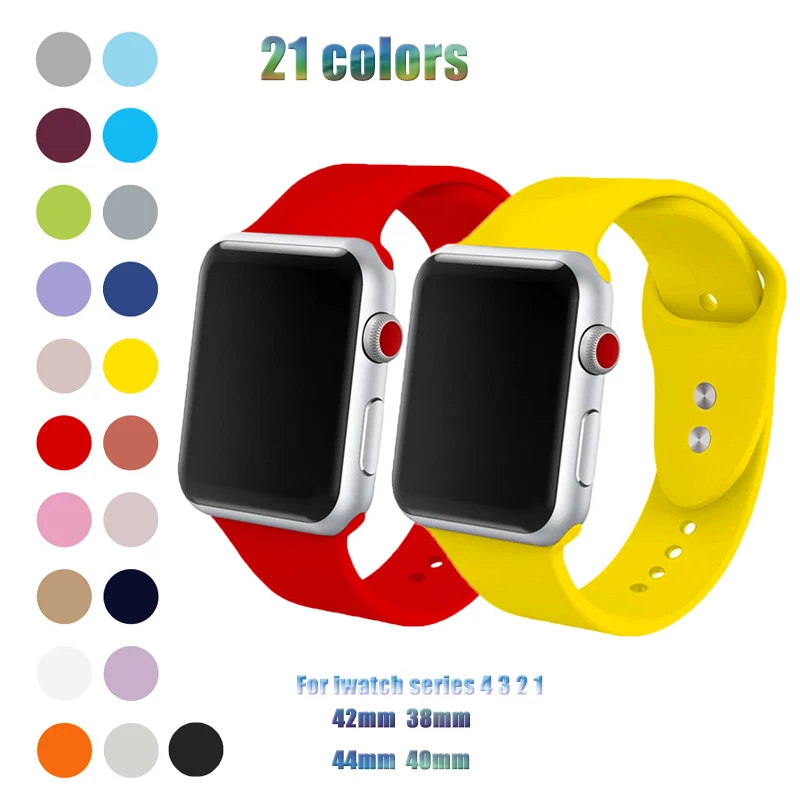 Soft Silicone Replacement Sport Band Bracelet Strap For Apple Watch band 42/38mm compatible for iWatch series 4/3/2/1 44/40mm