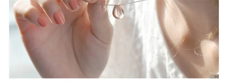 Женское Ожерелье из стерлингового серебра S925 пробы с натуральным розовым кристаллом, импортное глазурное ювелирное изделие, цепочка на ключицу, подвеска в виде капли воды, ожерелье s