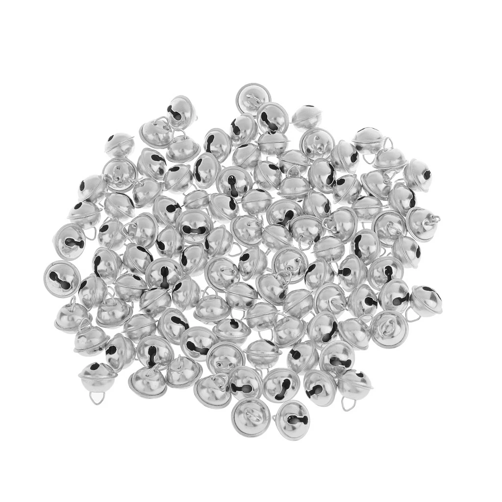 100Pcs Jingle Bells Jewelry Making Findings Dance Costume DIY Silver B 14mm