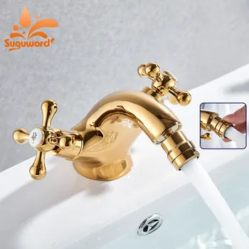 

Chrome ORB Golden polished Basin faucet With rotating bidet Spout Hot cold water switch dual Handle deck mount mixer tap