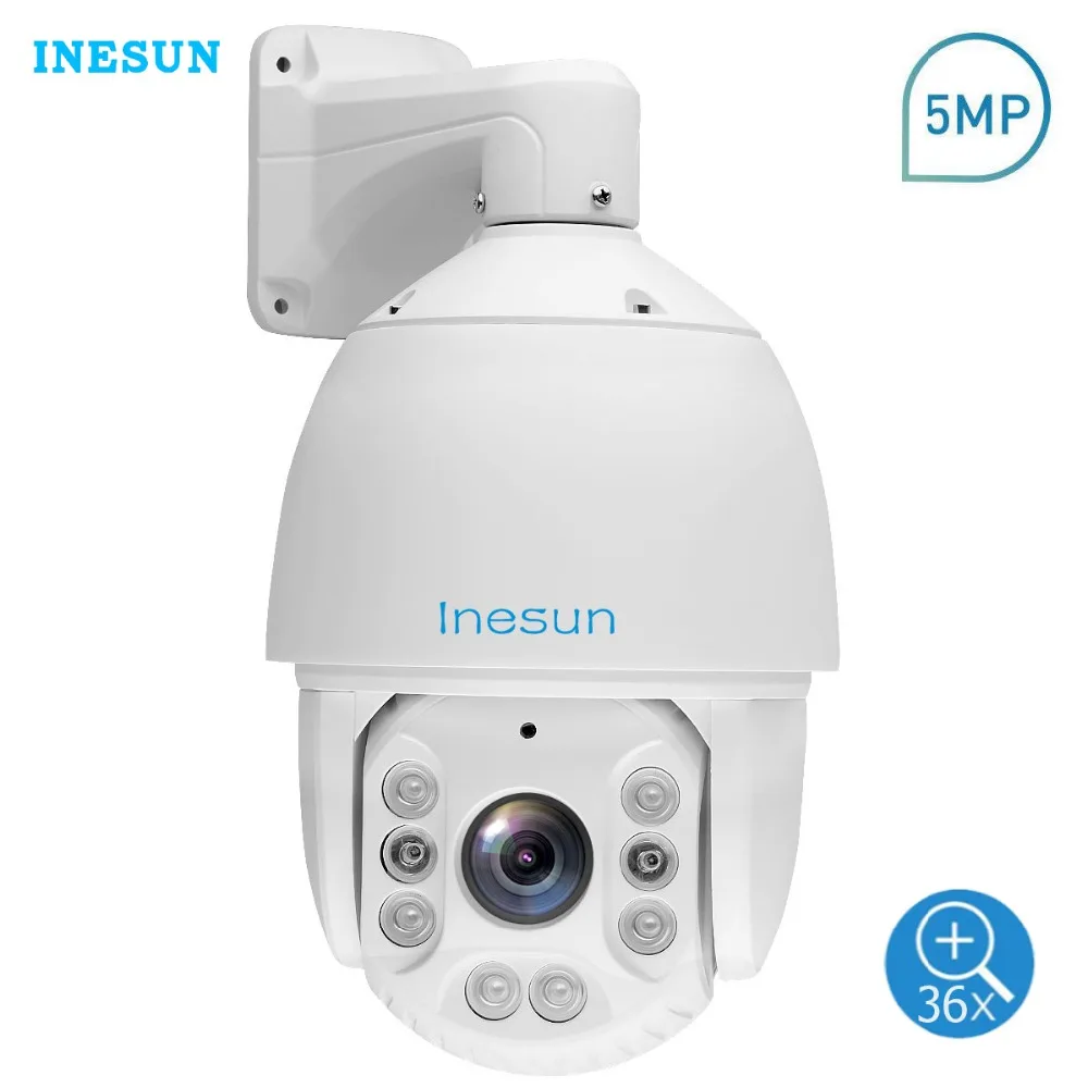 

Inesun Outdoor PTZ IP Camera 5MP 2592x1944@30fps 36X Optical Zoom 7 Inch High Speed Dome IP66 Waterproof 500ft IR Night Vision